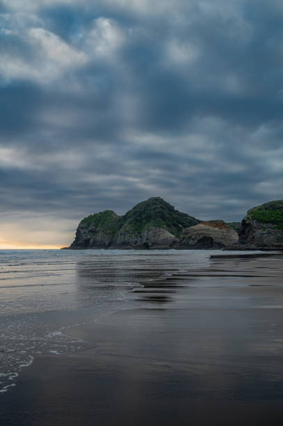 istock Moody sunset at the Te Henga Beach 2186811704