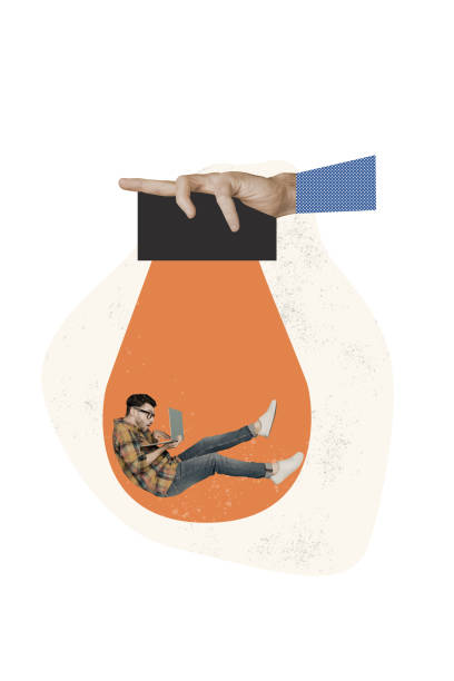 istock Vertical collage of funny young guy programmer needs electricity during ukraine blackouts winter season isolated on white background 2186813283