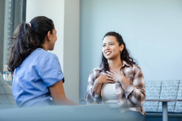 istock Relieved family member talks with nurse 2186814593