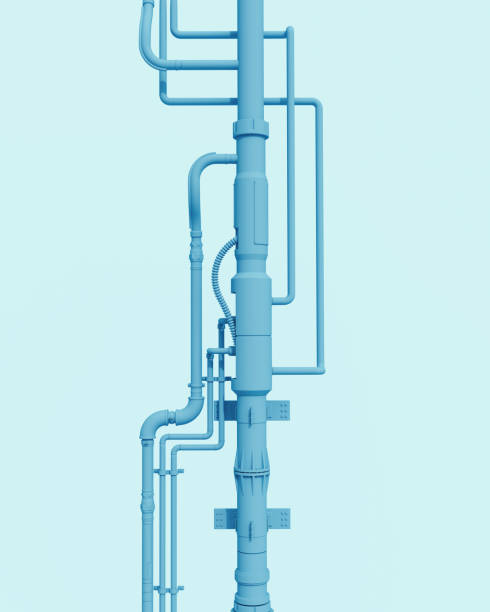 istock Blue pipes tubes abstract pale background bend neutral monochrome soft tones pastel 2186815397