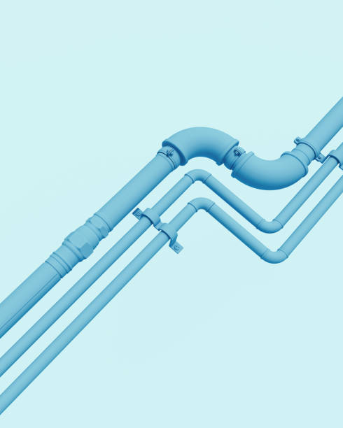 istock Blue pipes tubes abstract pale background bend neutral monochrome soft tones pastel 2186815408