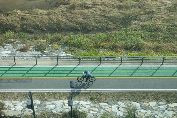 the road from top with motorcycle