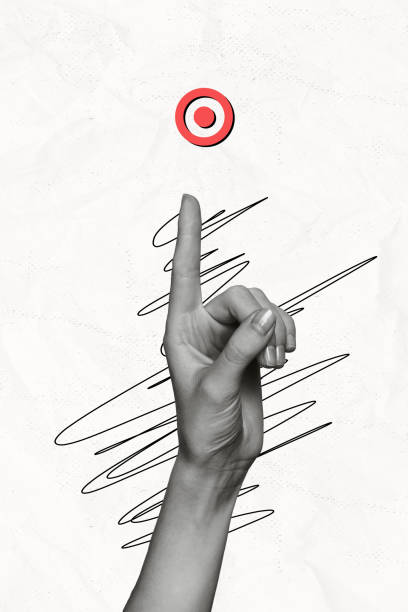 istock 3d creative artwork template collage of arms pushing finger target button isolated white color background 2186817868