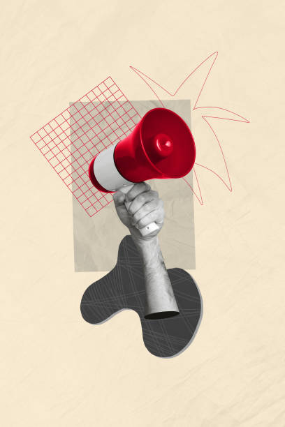 istock Vertical creative photo composite collage of human arm hold louudspeaker announcing big season sale isolated on drawing background 2186817904
