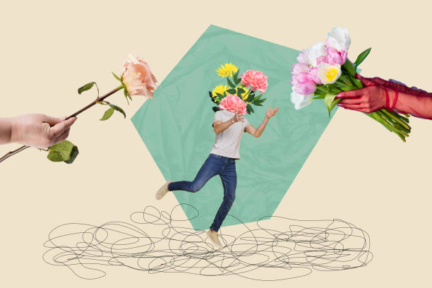 istock Template graphics collage image of excited boyfriend flowers bunch instead head isolated beige color background 2186817981