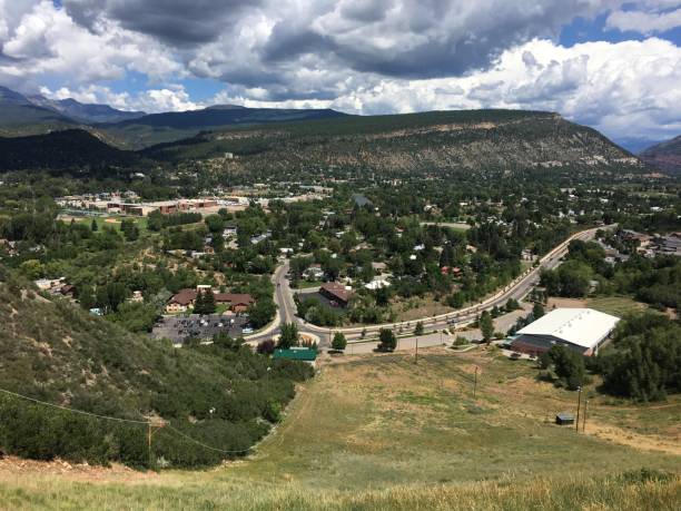istock scenic view of small town with mountains 2186820964