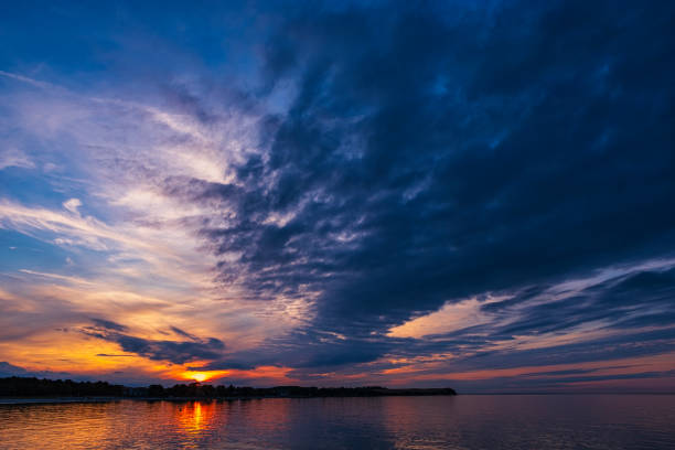Fantastically beautiful sunset over the Baltic Sea on the beach of Boltenhagen