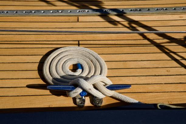 istock Classic sailing yacht with teak wood deck 2186840648