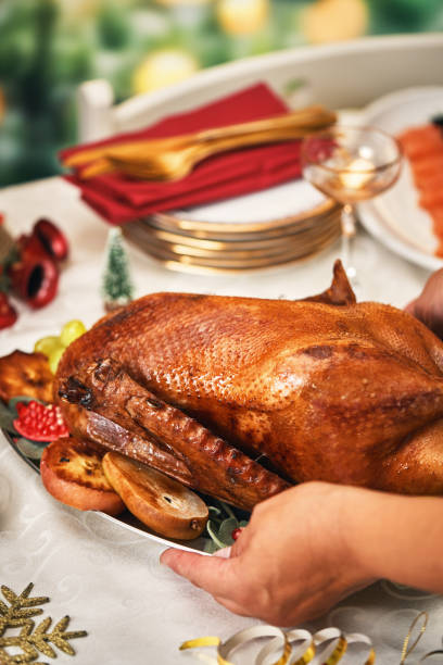 istock Roasted Holiday Goose with Vegetables for Christmas Dinner 2186845898