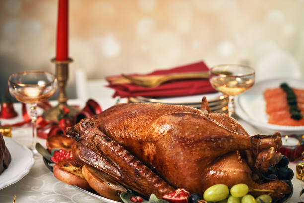 istock Roasted Holiday Goose with Vegetables for Christmas Dinner 2186845930