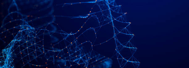 istock Colored polygonal structure. Beautiful illustration with connected dots and lines. Digital network background. 3D 2186847422