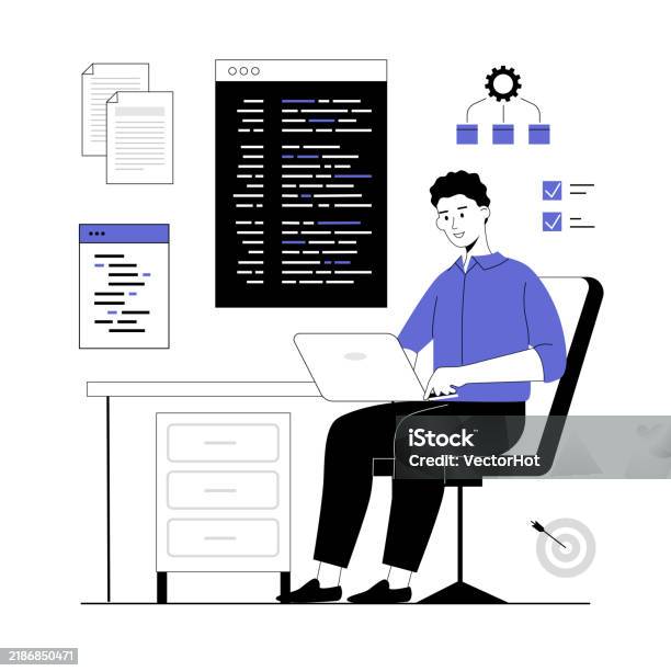 Software Development Programming Coding Man Create Software Write Code ...