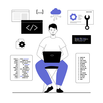Software Development Programming Coding Man Write Code Settings And ...