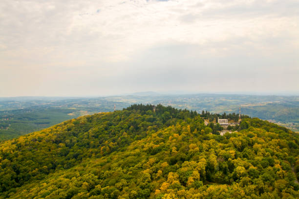 View of the Balaton Uplands (with Lake Balaton) from Tóti Hill in the morning in summer.
