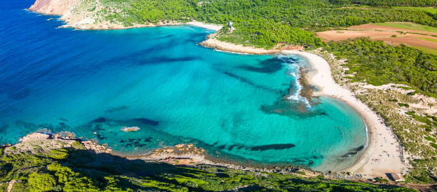 istock Aerial drone view of Menorca beach at cala de Algariens, Spain 2186863492