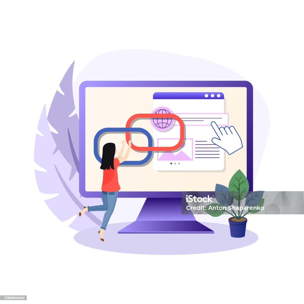 Web Development Image Link Web Developer Connecting Hyperlinks On A Website Displayed On A ...