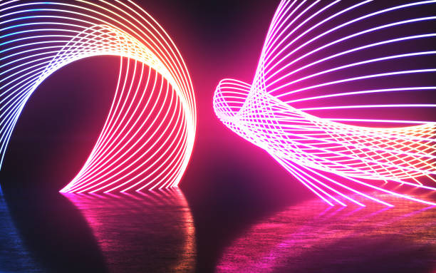 istock Abstract Scene with Blue Red Neon Light Lines 2186866835