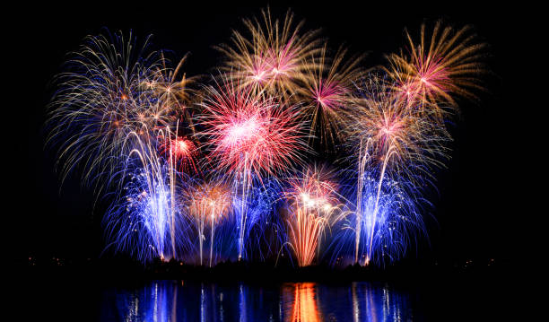 istock Colorful aerial fireworks at night. 2186871483