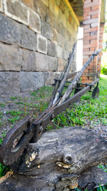 istock Very old wooden plough with iron shovels 2186871589
