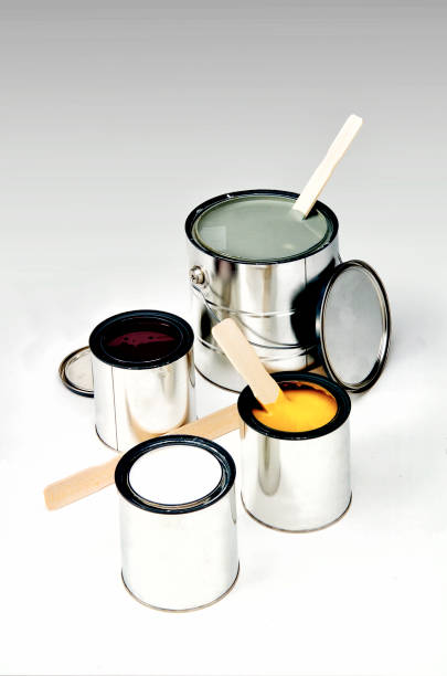 Cans with various colors of paint