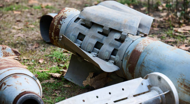 istock The tail section of a 220 mm rocket for the Uragan rocket fire system on a city flowerbed in Mykolaiv 2186872973