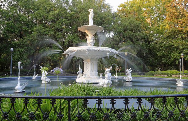 istock Park scenery with The Fountain 2186875510