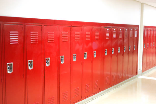 istock close up on red lockers in gym 2186882759