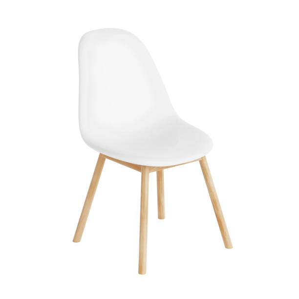 istock White Modern Plastic Chair with Wooden Legs. 3d Rendering 2186891974