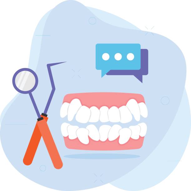 Crowded or Misaligned teeth with Dental Excavator Concept, dental crowding or malocclusion with mouth Mirror vector design, Dentistry symbol, Healthcare sign, Dental instrument stock illustrationc Crowded or Misaligned teeth with Dental Excavator Concept, dental crowding or malocclusion with mouth Mirror vector design, Dentistry symbol, Healthcare sign, Dental instrument stock illustration gingivoplasty stock illustrations
