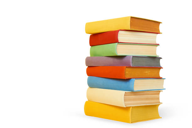 istock Bright multi-coloured books isolated on white background Stack of colourful books 2186892496