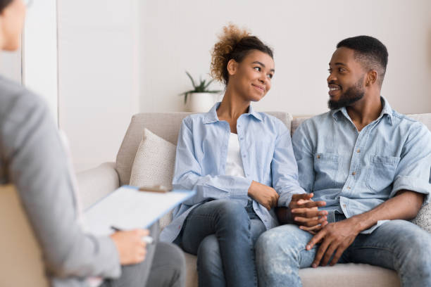 istock Loving Black Couple Visiting Therapy Session At Psychologist's Office 2186894672