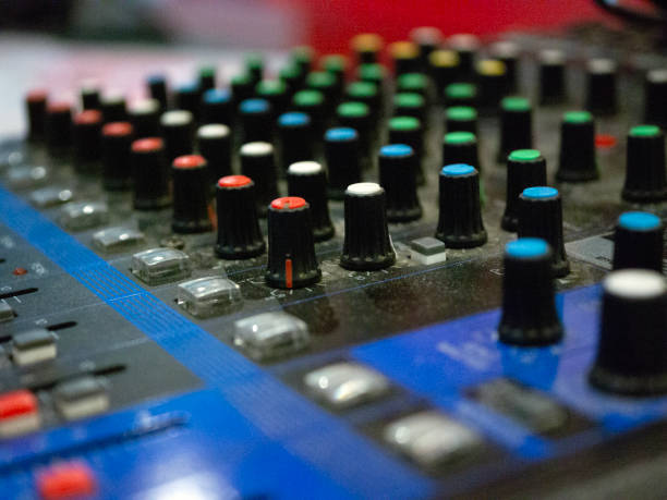 istock Close-Up of Audio Mixing Console Controls 2186900681