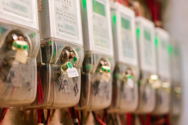 istock Close up of electricity meter in the building. Selective focus. 2186908894