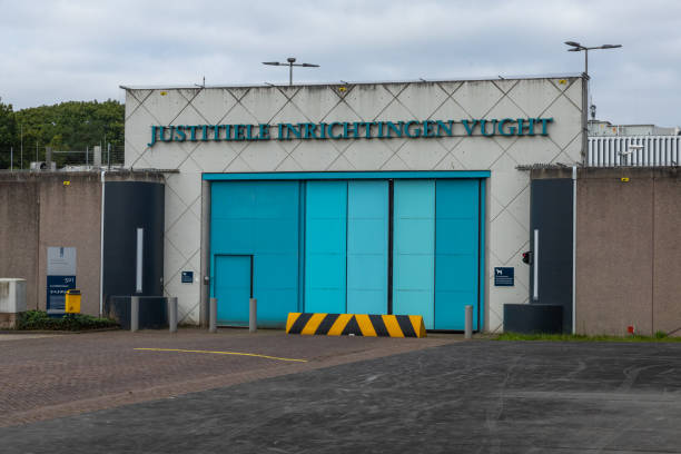 Vught, the Netherlands. 24 september 2024. Entrance gate for the heavily guarded prison and judicial institutions Vught. The EBI in Vught is for the most serious category of criminals in the Netherlands.