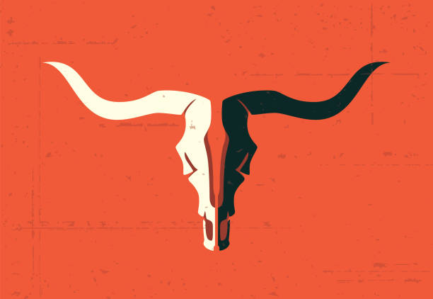 bull skull symbol with grunge background vector illustration of bull skull symbol with grunge background ram animal head silhouettes stock illustrations