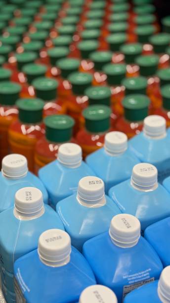 istock Rows of nondescript plastic bottles awaiting sale at a market 2186916603