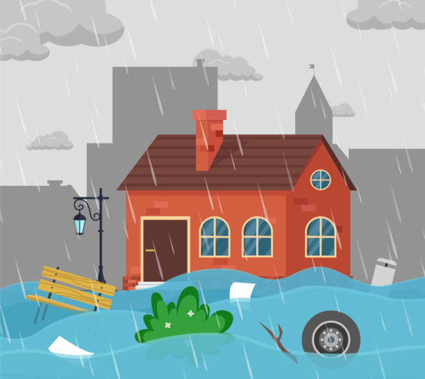 istock Flood. The house is flooded due to heavy rain. Global climate change, emergency, disaster. 2186916685