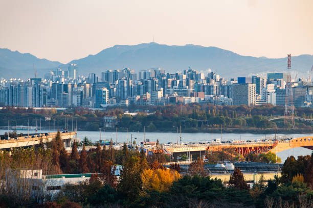 istock cityscape at Han River in Seoul, during sunset 2186916779