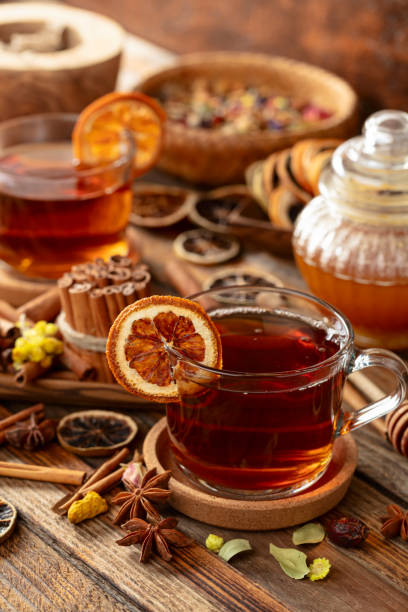 istock Herbal tea with cinnamon, anise, dried herbs, and dry citrus slices. 2186918743