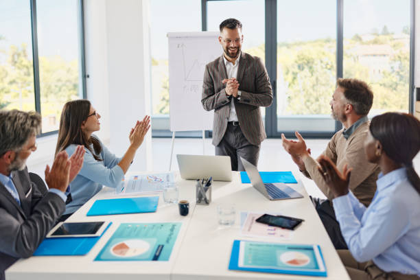 istock Congratulations colleague on a great meeting! 2186919262