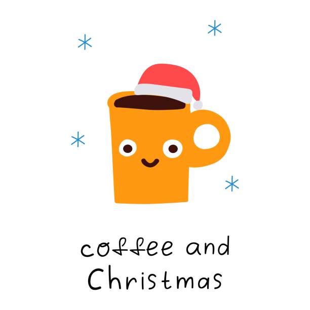 istock Phrase - coffee and Christmas. Cup of coffee wearing Santa' hat. 2186919545