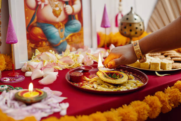 istock Celebrating Festive Hindu Ritual with Offerings 2186920398