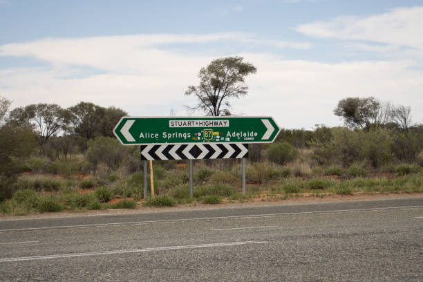 istock Road signs on Stuart highway 2186921403