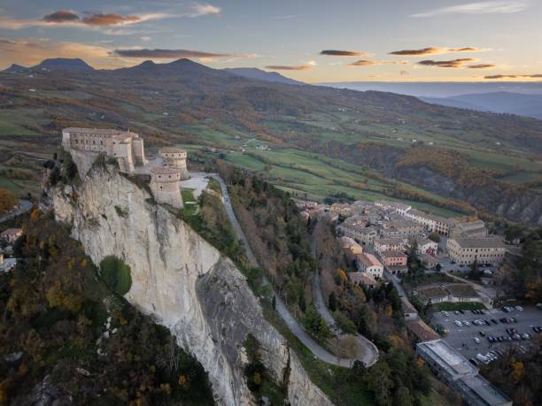 istock San Leo village aerial view at sunset 2186923608