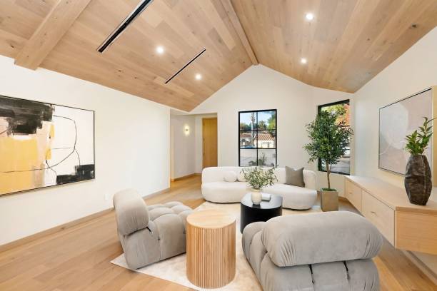 istock Modern living room with elegant decor and abstract art. 2186926534