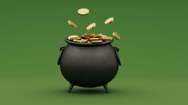 istock 3D render of vibrant and colorful St. Patrick's Day celebration elements including gold coins, green hats and festive clovers. 2186927006