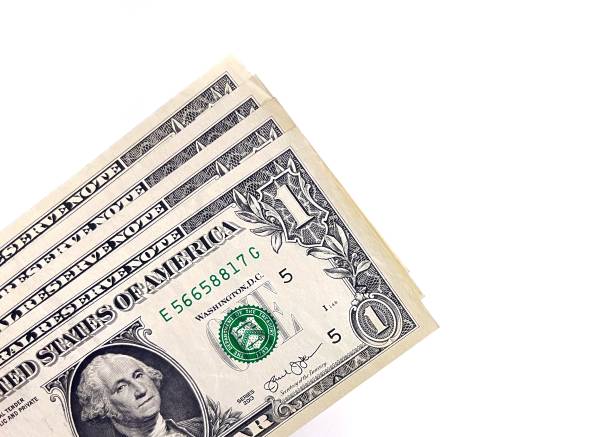 dollar america currency on isolated white background