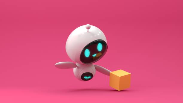 istock Friendly cute cartoon robot - 3d render. Technology concept. Social media apps, UI and UX web design, application development. 2186931410