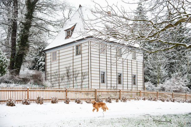 Weimar, Germany - January 19, 2018: Goethe's garden house in winter