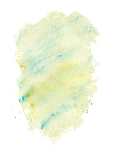 istock Watercolor abstract pastel green spot with blue splashes. Hand drawn illustration isolated on white 2186941459